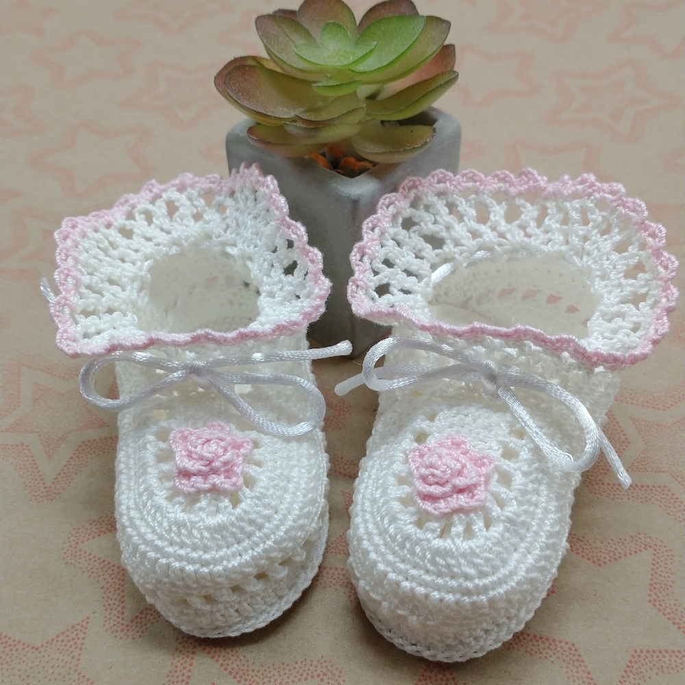 Handmade Crocheted Baby Girl Booties